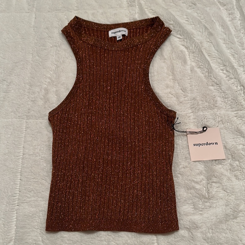Superdown | sonya rib shimmer tank | size xsmall - Picture 7 of 11